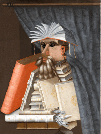 3 Джузеппе Арчимбольдо Библиотекарь анаглифное 3D изображение